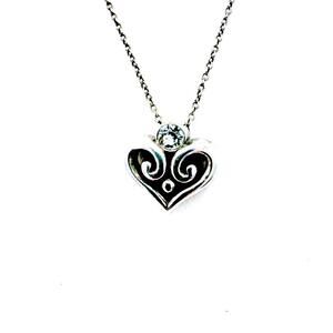 Vintage Brighton silver plated Alcazar crystal cabochon heart pendant necklace